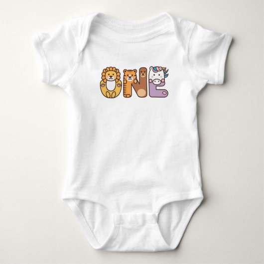 Wild Animal One 1st Birthday Baby T-shirt (Voorkant)
