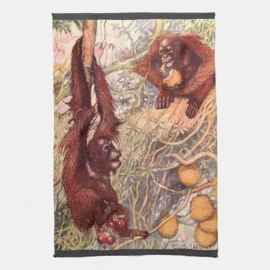  Wild Animal, Orangutans van Louis Sargent Theedoek (Verticaal)