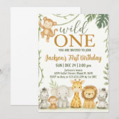 Wild Animal Party Design voor kinderen Kaart (Voorkant / Achterkant)