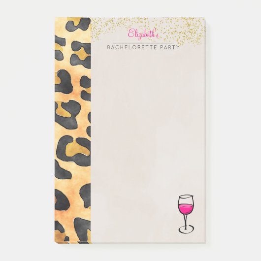 Wild Animal Print and Wine Bachelorette Party Post-it® Notes (Voorkant)