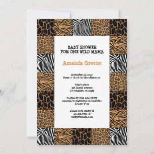 Wild Animal Print Baby shower Uitnodiging Kaart