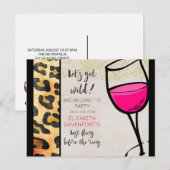 Wild Animal Print en Wine Glass Bachelorette Briefkaart (Voorkant / Achterkant)