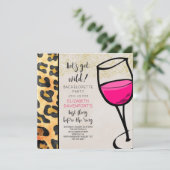 Wild Animal Print en Wine Glass Bachelorette Kaart (Staand voorkant)