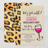 Wild Animal Print en Wine Glass Bachelorette Kaart (Voorkant / Achterkant)