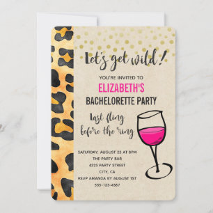 Wild Animal Print en Wine Glass Bachelorette Kaart