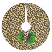 Wild Animal Print Jaguar met groene boog Kerstboom Rok (Voorkant)