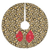 Wild Animal Print Jaguar met rode strik Kerstboom Rok (Voorkant)