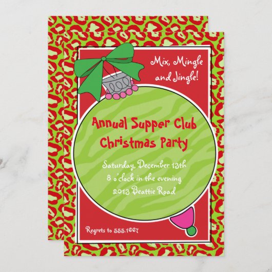 Wild Animal Print Kerstmis uitnodiging (Voorkant / Achterkant)