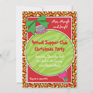 Wild Animal Print Kerstmis uitnodiging