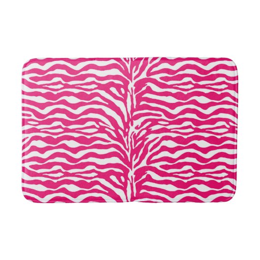 Wild Animal Print, Zebra in Fuchsia Pink en White Badmat (Voorkant)
