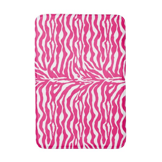 Wild Animal Print, Zebra in Fuchsia Pink en White Badmat (Voorkant Verticaal)