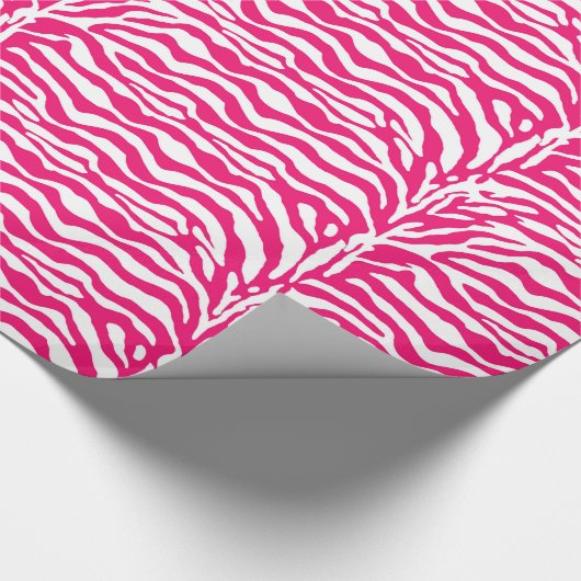 Wild Animal Print, Zebra in Fuchsia Pink en White Cadeaupapier (Hoek)