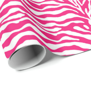 Wild Animal Print, Zebra in Fuchsia Pink en White Cadeaupapier