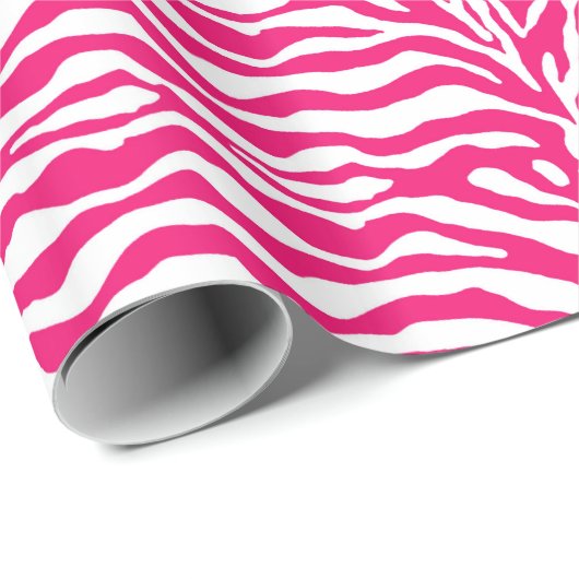 Wild Animal Print, Zebra in Fuchsia Pink en White Cadeaupapier (Rol Hoek)