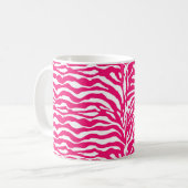 Wild Animal Print, Zebra in Fuchsia Pink en White Koffiemok (Voorkant links)