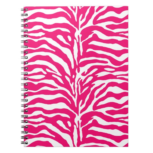 Wild Animal Print, Zebra in Fuchsia Pink en White Notitieboek (Voorkant)