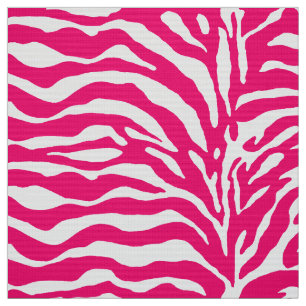 Wild Animal Print, Zebra in Fuchsia Pink en White Stof