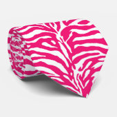 Wild Animal Print, Zebra in Fuchsia Pink en White Stropdas (Opgerold)