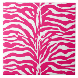 Wild Animal Print, Zebra in Fuchsia Pink en White Tegeltje