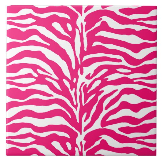 Wild Animal Print, Zebra in Fuchsia Pink en White Tegeltje (Voorkant)