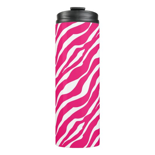 Wild Animal Print, Zebra in Fuchsia Pink en White Thermosbeker (Voorkant)