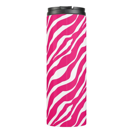 Wild Animal Print, Zebra in Fuchsia Pink en White Thermosbeker (Achterkant)