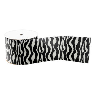Wild Animal Print, Zebra in zwart-wit Grosgrain Lint