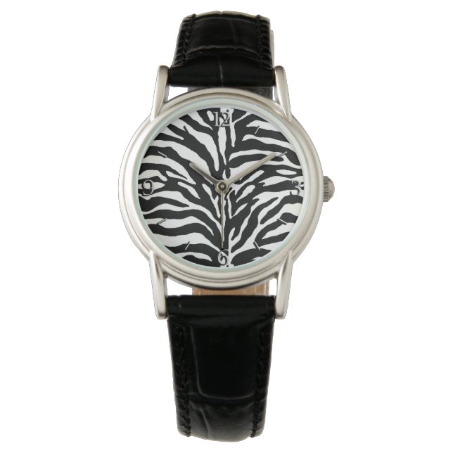 Wild Animal Print, Zebra in zwart-wit Horloge (Voorkant)