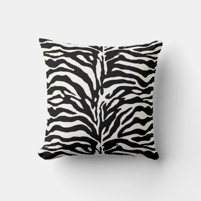 Wild Animal Print, Zebra in zwart-wit Kussen (Voorkant)