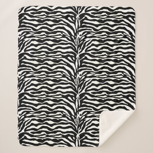 Wild Animal Print, Zebra in zwart-wit Sherpa Deken (Voorkant)