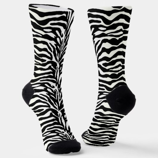 Wild Animal Print, Zebra in zwart-wit Sokken (Gebogen)