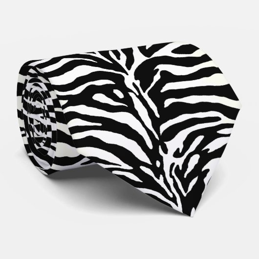 Wild Animal Print, Zebra in zwart-wit Stropdas (Opgerold)