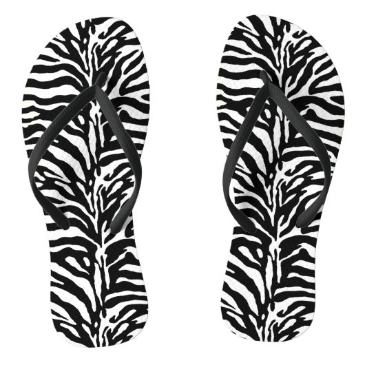 Wild Animal Print, Zebra in zwart-wit Teenslippers (Voetbed)