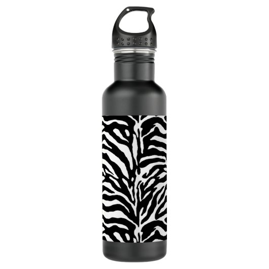 Wild Animal Print, Zebra in zwart-wit Waterfles (Voorkant)
