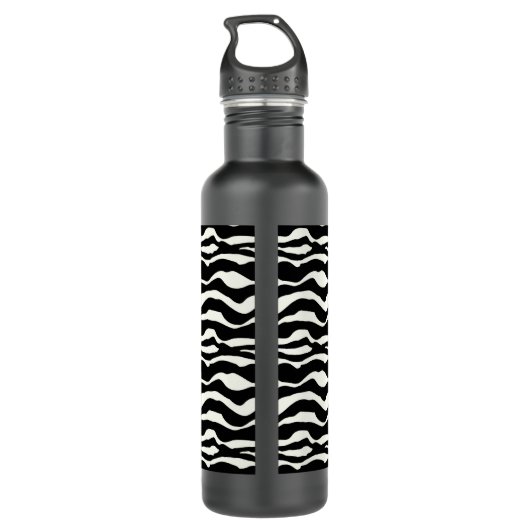 Wild Animal Print, Zebra in zwart-wit Waterfles (Achterkant)