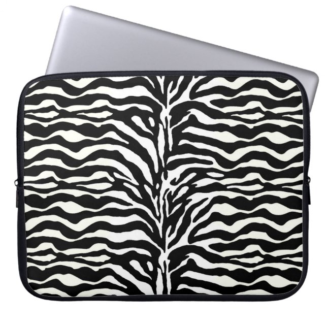 Wild Animal Print, Zebra in zwarte en witte laptop Sleeve (Voorkant)