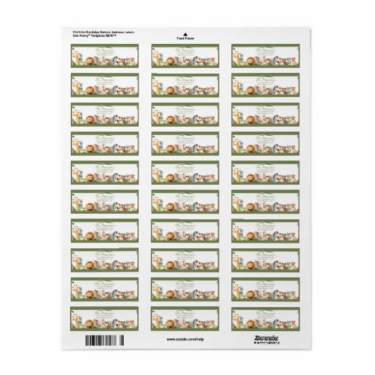Wild Animal Return Address Label (Full Sheet)