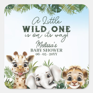 Wild Animal Safari Baby shower Vierkante Sticker