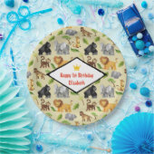 Wild Animal Safari Oerwoud Patroon Verjaardag Papieren Bordje (Feest)