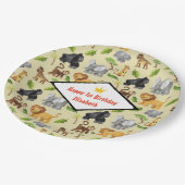 Wild Animal Safari Oerwoud Patroon Verjaardag Papieren Bordje (Gekanteld)