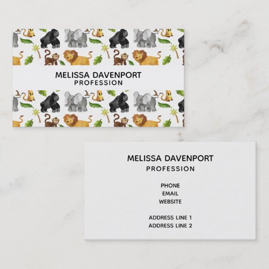Wild Animal Safari Oerwoud Pattern Visitekaartje (Voorkant / Achterkant)