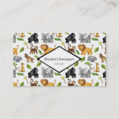 Wild Animal Safari Oerwoud Pattern Visitekaartje (Voorkant)