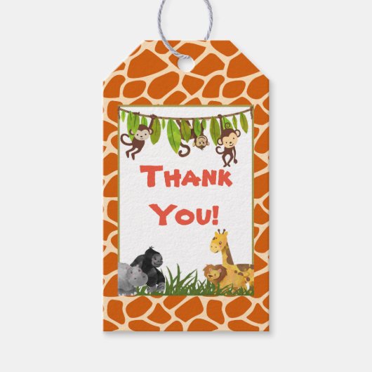 Wild Animal Safari Oerwoud thema dank u Cadeaulabel (Voorkant)