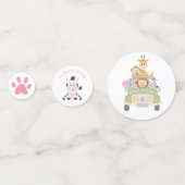 Wild Animal Safari Roze Baby Meisje Douche Confetti (Voorkanten)