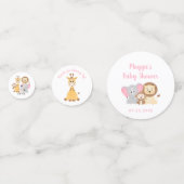 Wild Animal Safari Roze Baby Meisje Douche Confetti (Achterkanten)