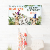Wild Animal Safari Verjaardagsfeest Spandoek (Insitu)