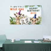 Wild Animal Safari Verjaardagsfeest Spandoek (Beurs)