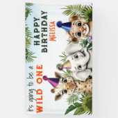Wild Animal Safari Verjaardagsfeest Spandoek (Verticaal)