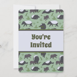 Wild Animal Tapirs Uitnodiging voor verjaardagsfee