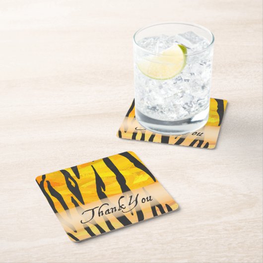 Wild Animal Tiger Stripe Hartelijk dank Kartonnen Onderzetters (Insitu)